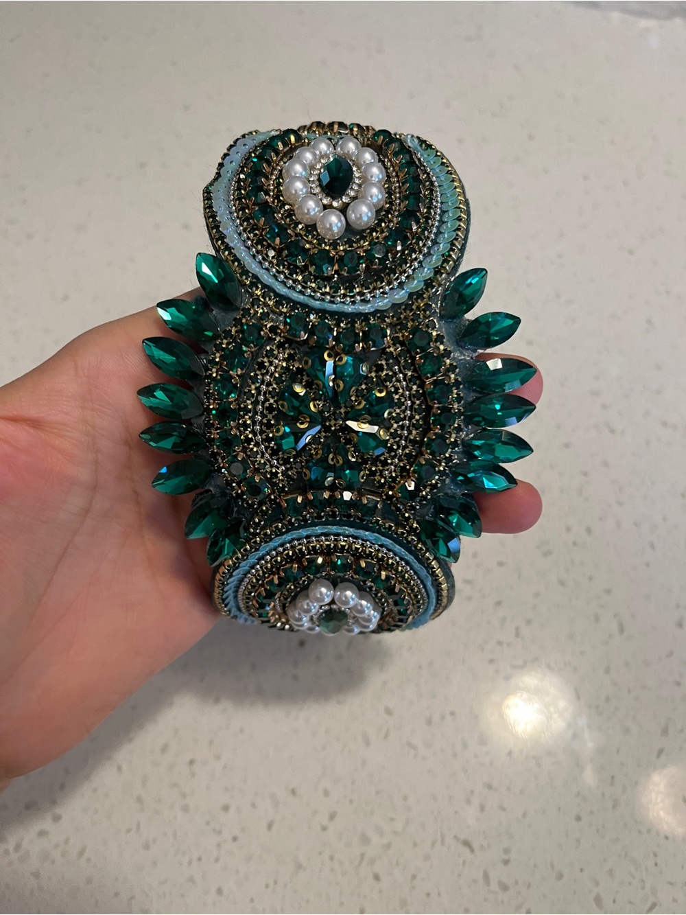 Crystals and faux Pearls Embellished Statement Headband - Picture 4 of 6